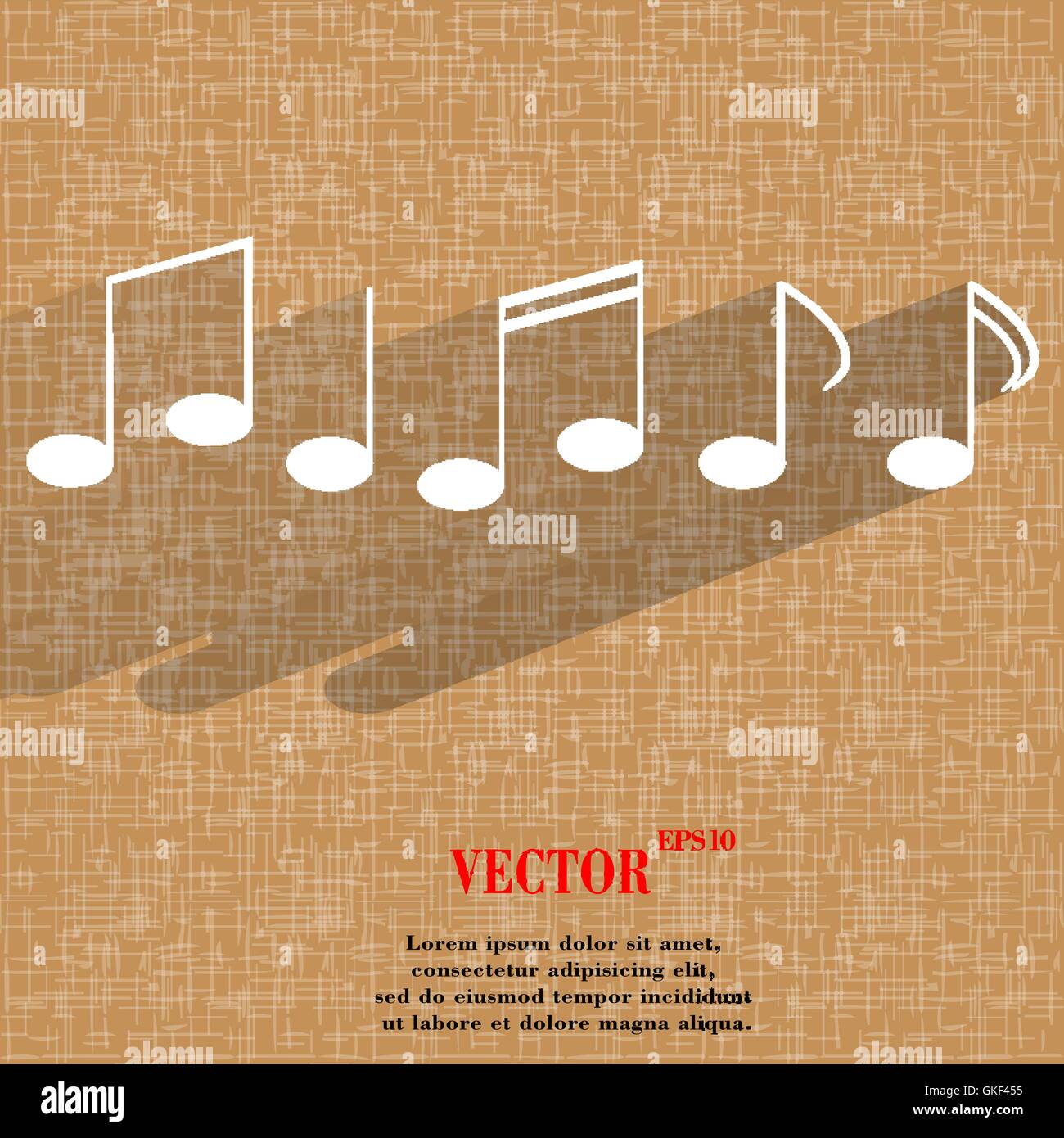 Music elements notes web icon on a flat geometric abstract background ...