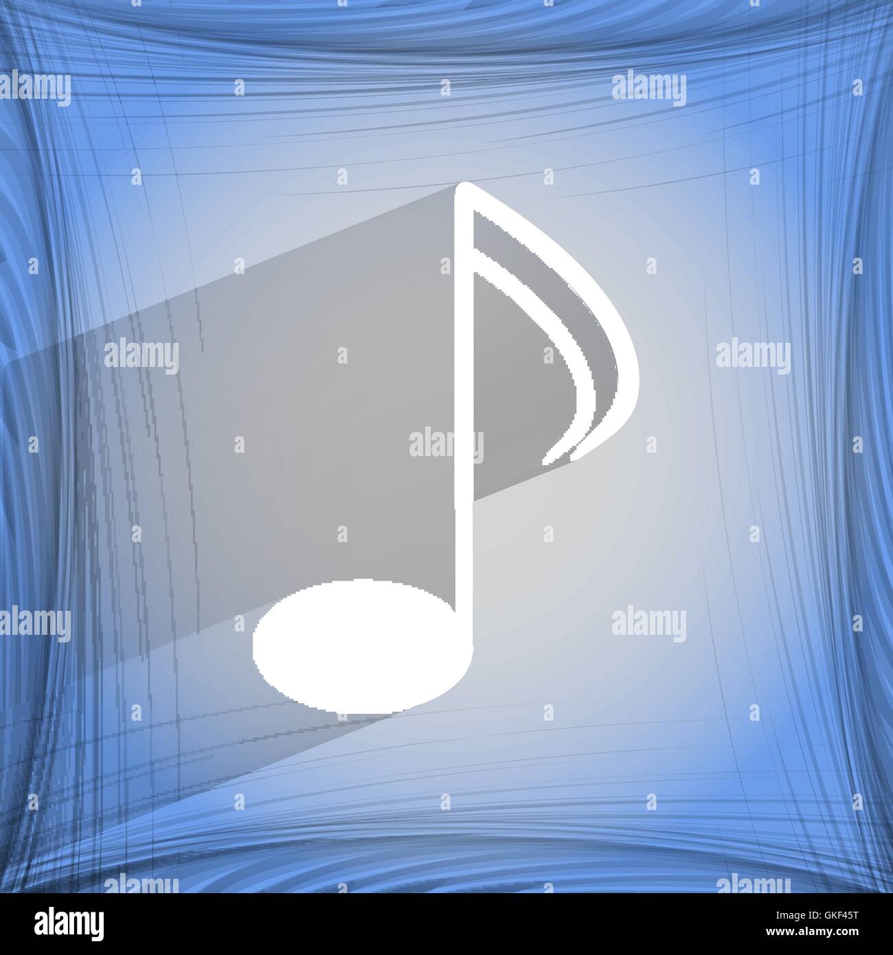 Music elements notes web icon on a flat geometric abstract background ...
