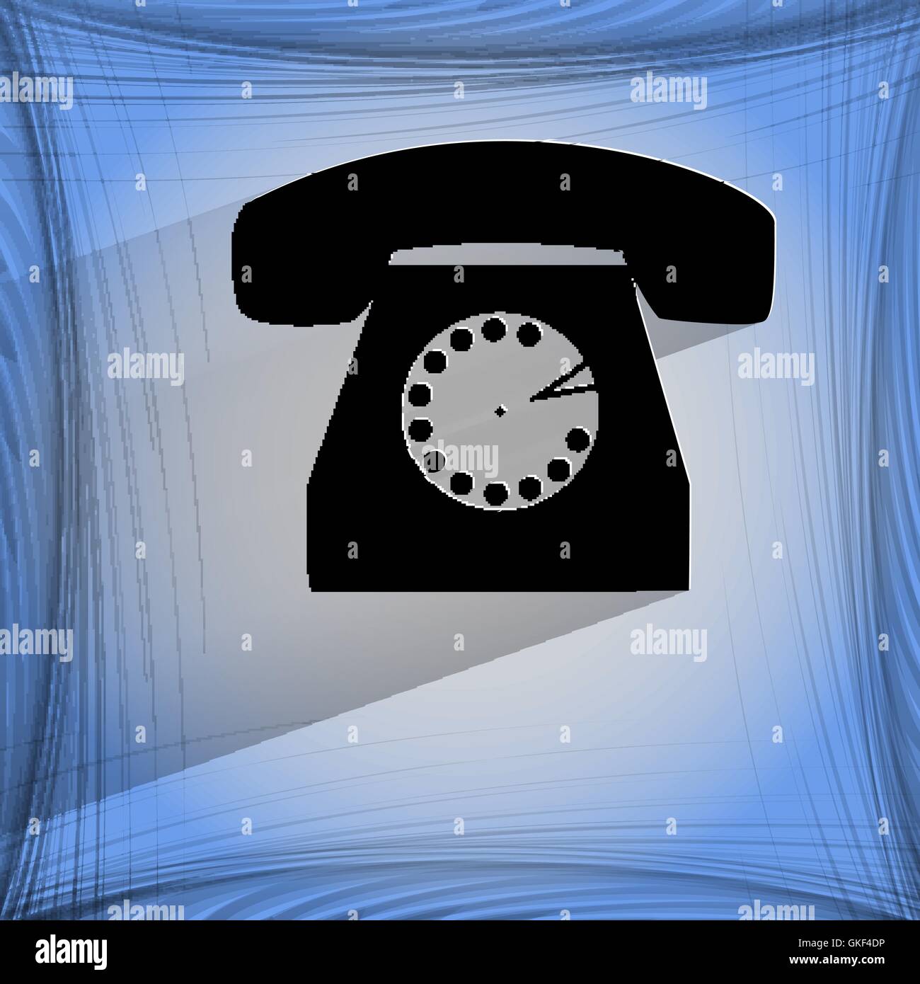Retro telephone. Flat modern web button on a flat geometric abstract ...