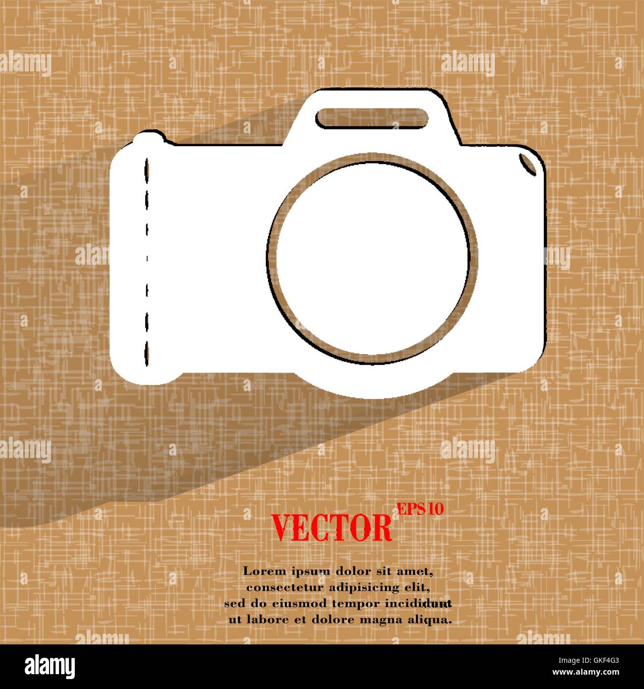 Photo camera. Flat modern web button on a flat geometric abstract background Stock Vector