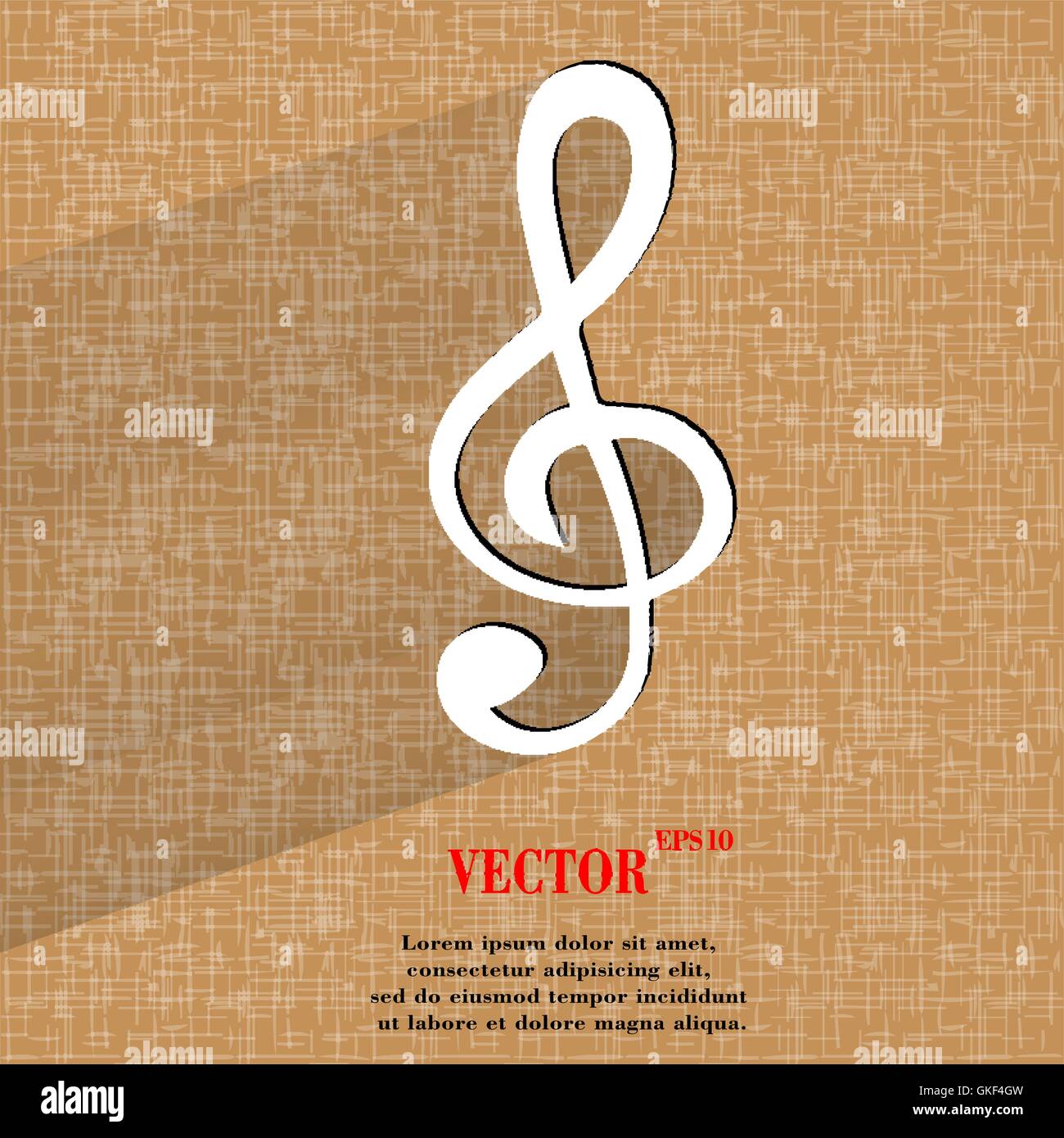 Music elements notes web icon on a flat geometric abstract background ...