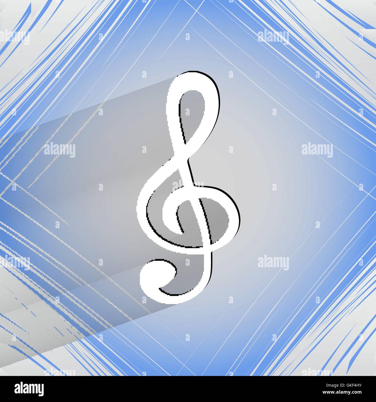 Music elements notes web icon on a flat geometric abstract background ...