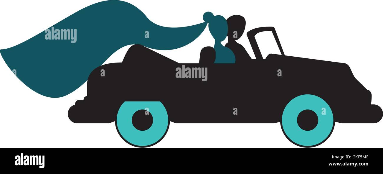 bride and groom on car icon Stock Vector Image & Art - Alamy