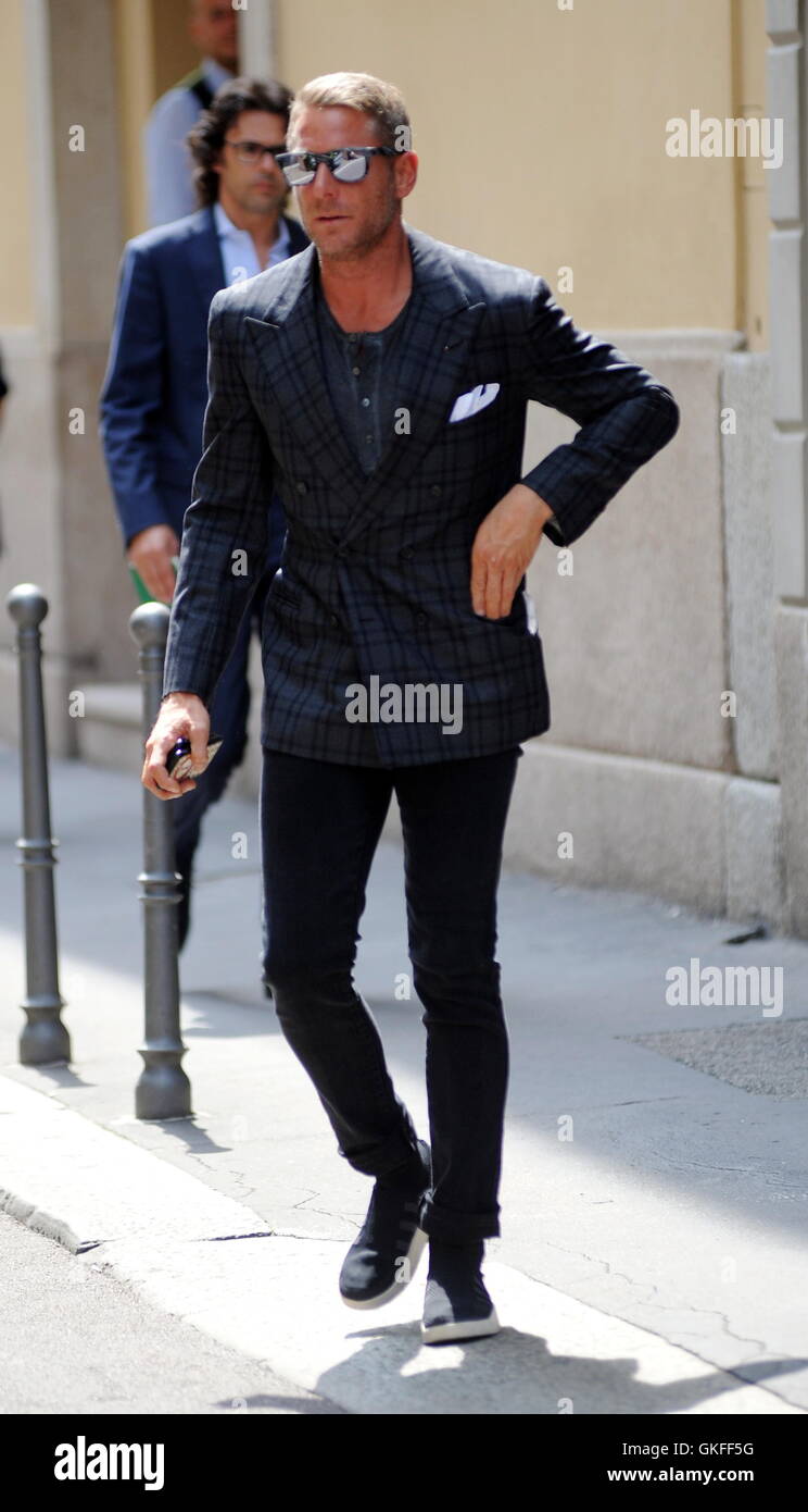 Lapo Elkann leaves the Four Seasons Hotel Milan in his car to go clothes  shopping at Rubinacci boutique. Featuring: Lapo Elkann Where: Milan, Italy  When: 05 Jul 2016 Credit: IPA/WENN.com **Only available