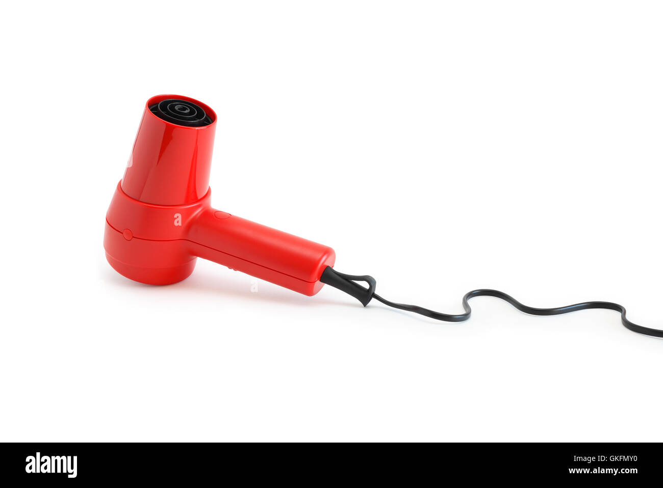 Red Hairdryer With Cable Stock Photo