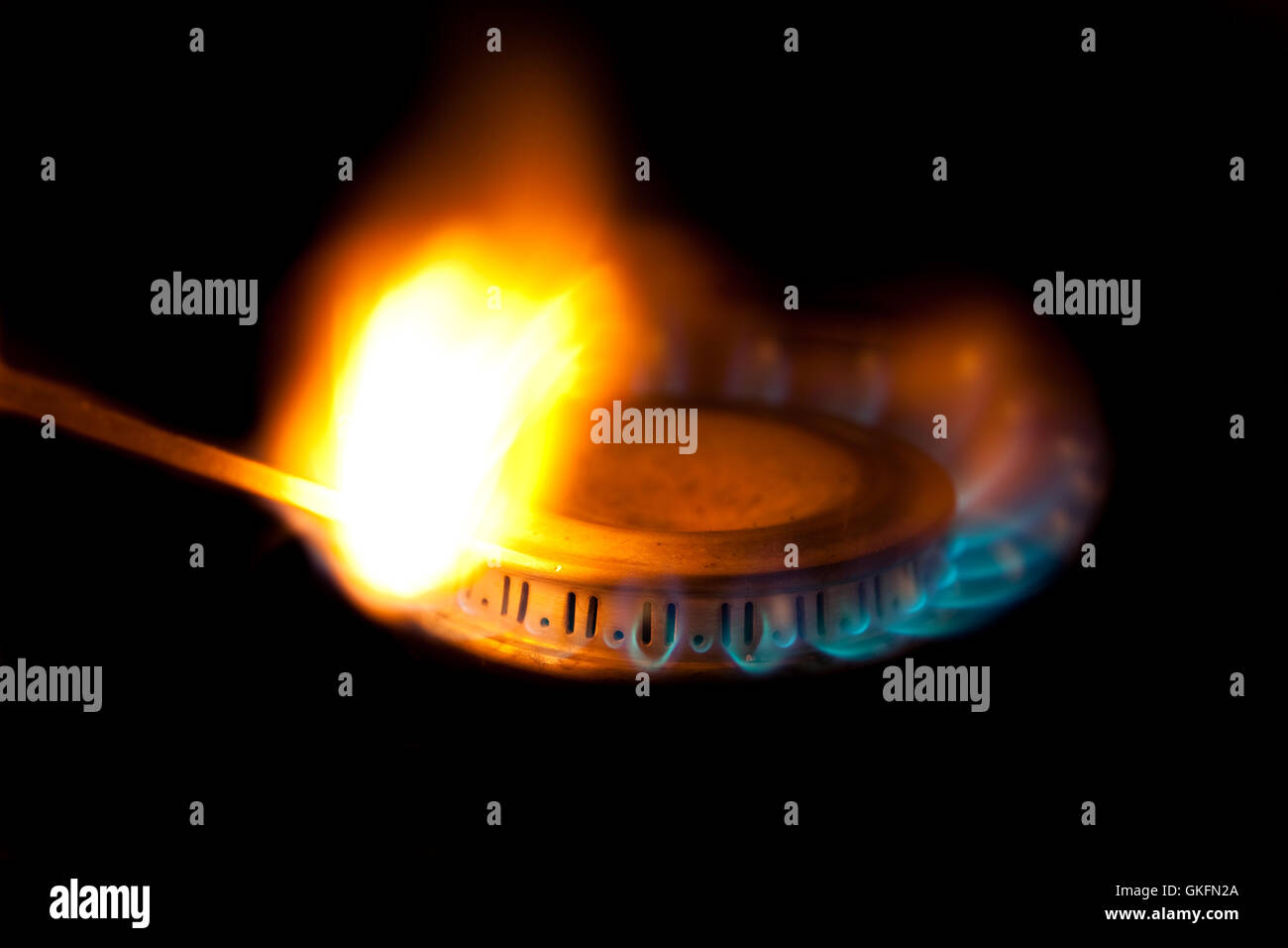 Match ignited by propane burner Stock Photo Alamy