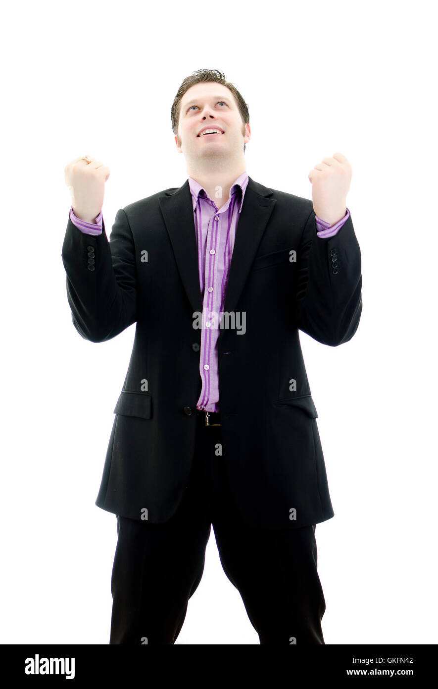 Portrait of a Happy young business man. Isolated on white background with copy space. Stock Photo