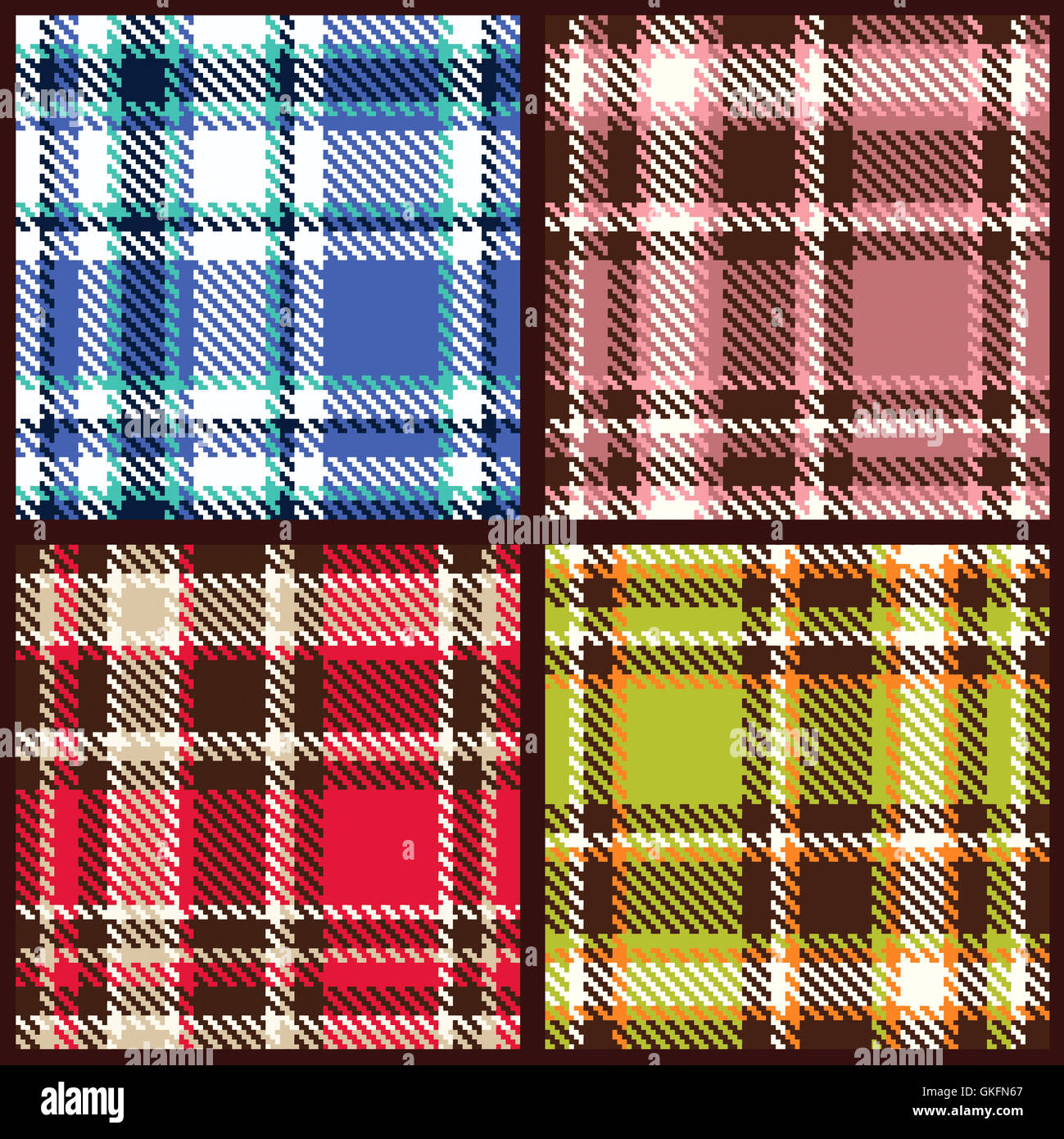 set of seamless checkered vector pattern Stock Photo