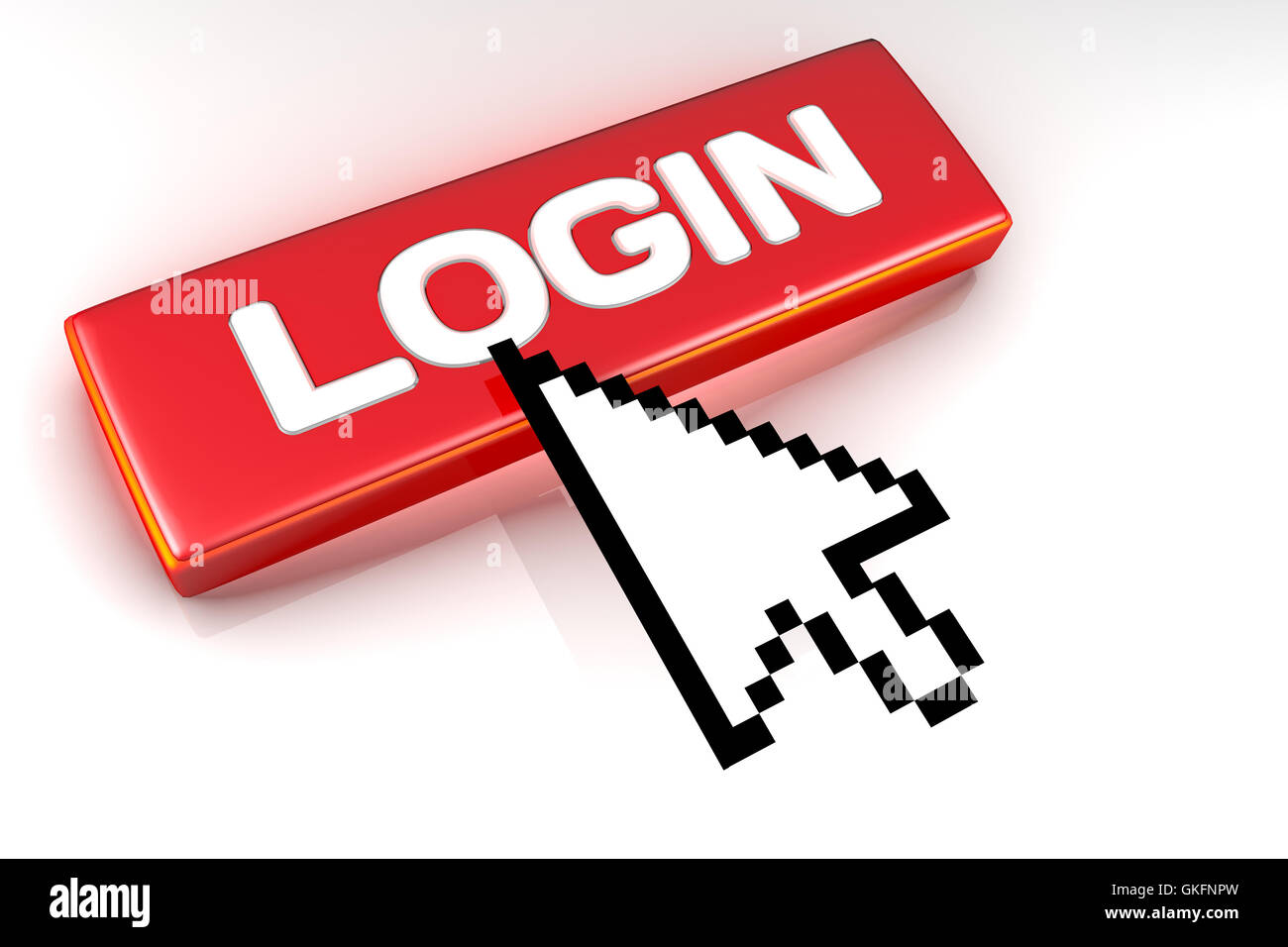 Login button with mouse cursor over Stock Photo