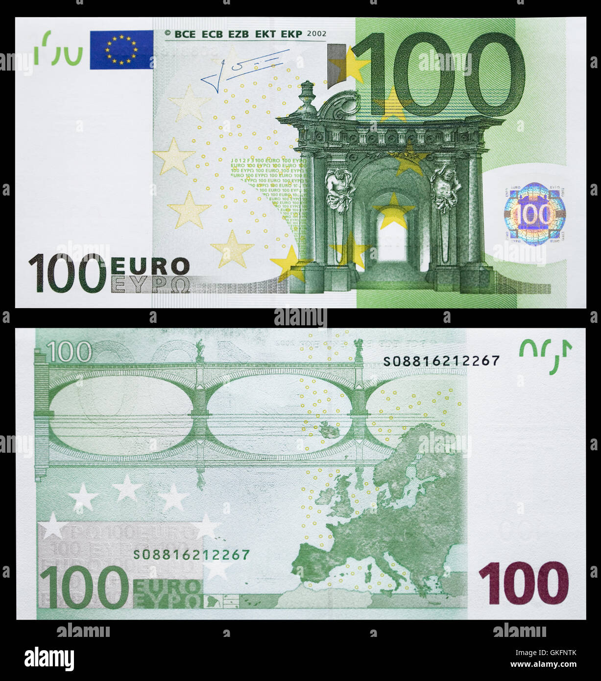 Как выглядят старые 100 евро two sides of banknote of 100 euro Stock Photo - Alamy