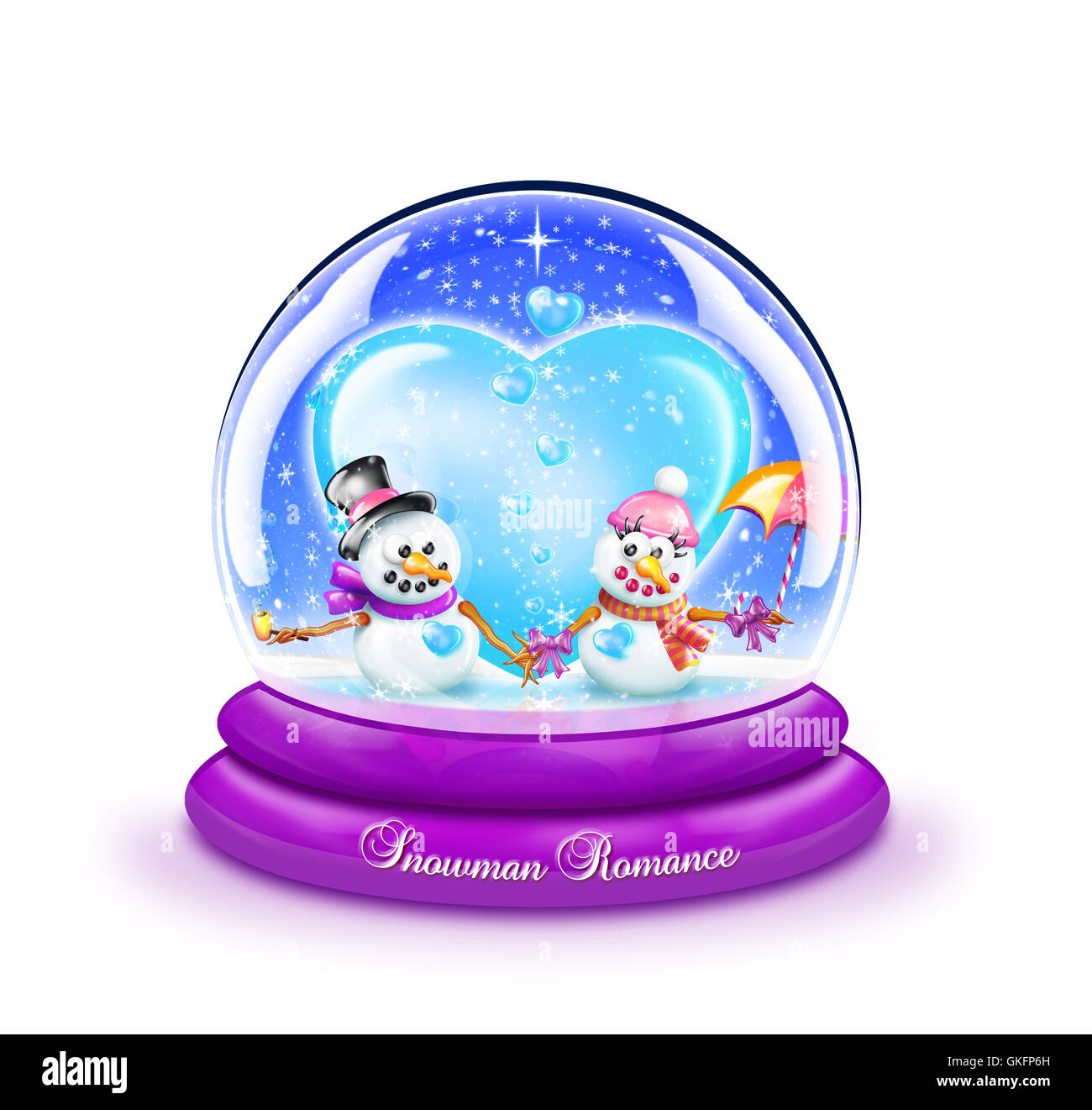 Snowman Romance Snow Globe Stock Photo Alamy