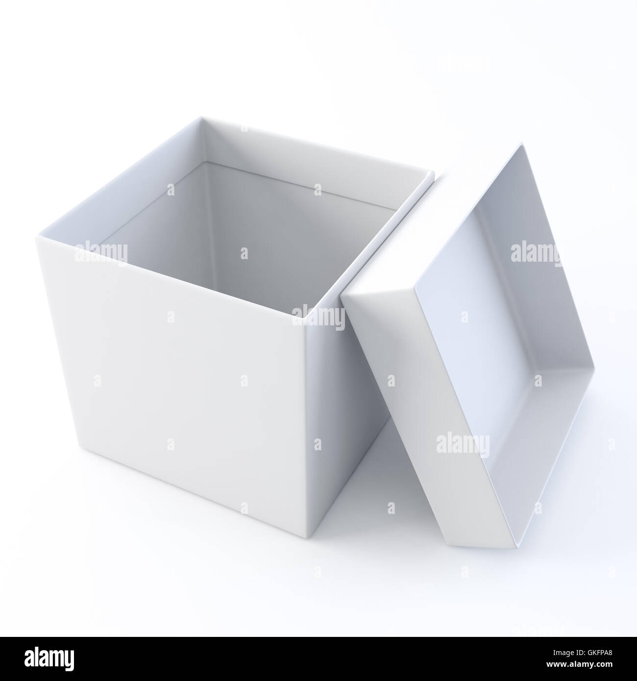 White opened empty box. Stock Photo