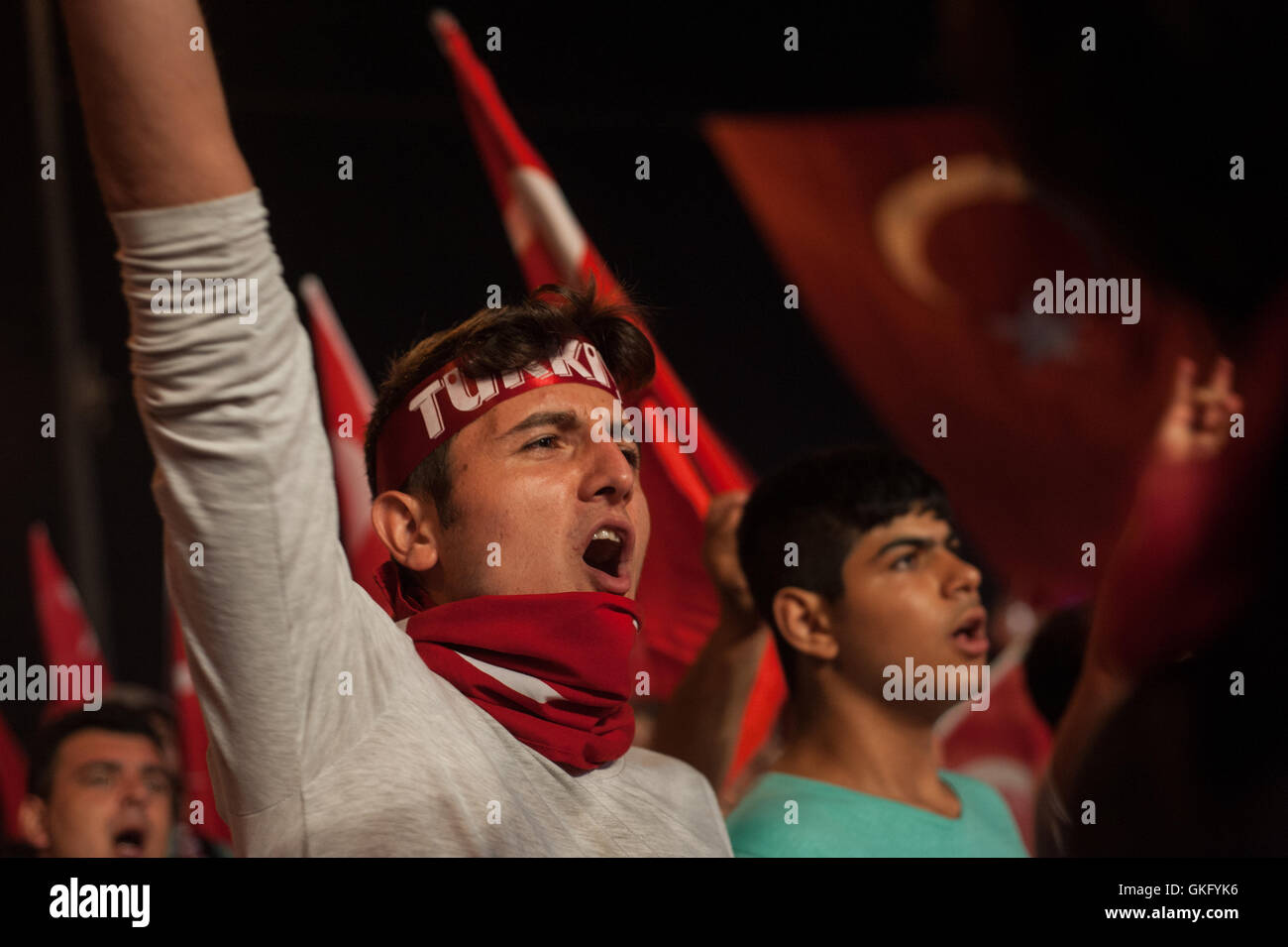 Young Turks celebrate failed coup attempt Istanbul Turkey Stock Photo