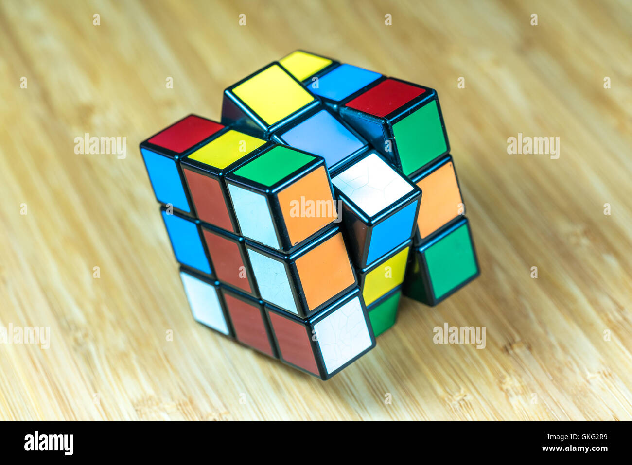 SELANGOR, MALAYSIA - JUN 11, 2016: Rubik's 3x3x3 classic cube on a ...