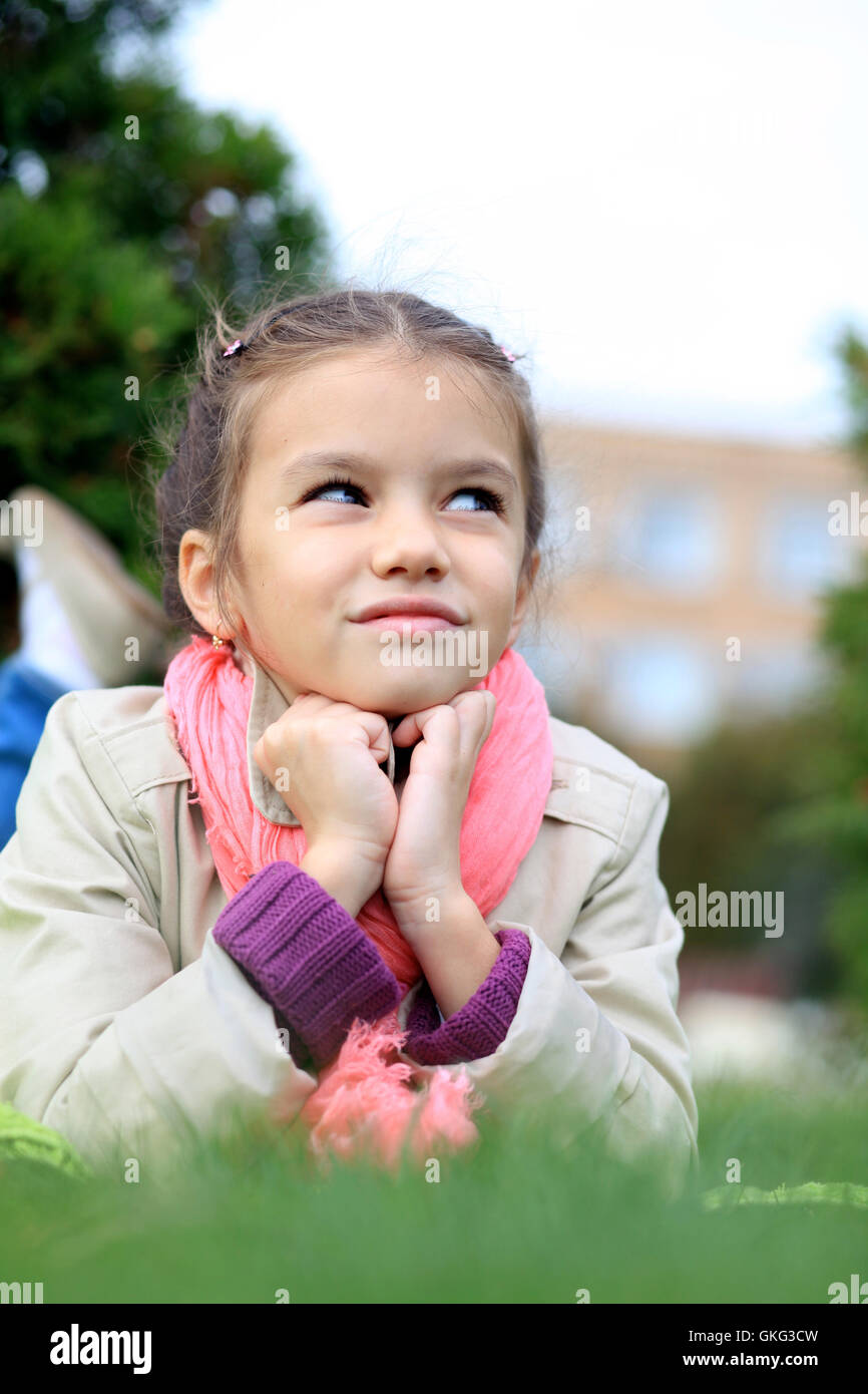 little girl in the autumn park Stock Photo - Alamy
