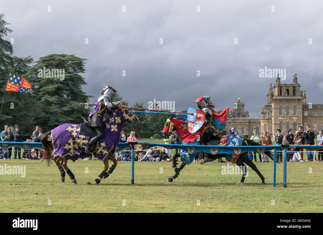 Jousting Tournament with The Knights of Arkley at Blenheim Palace Stock Photo