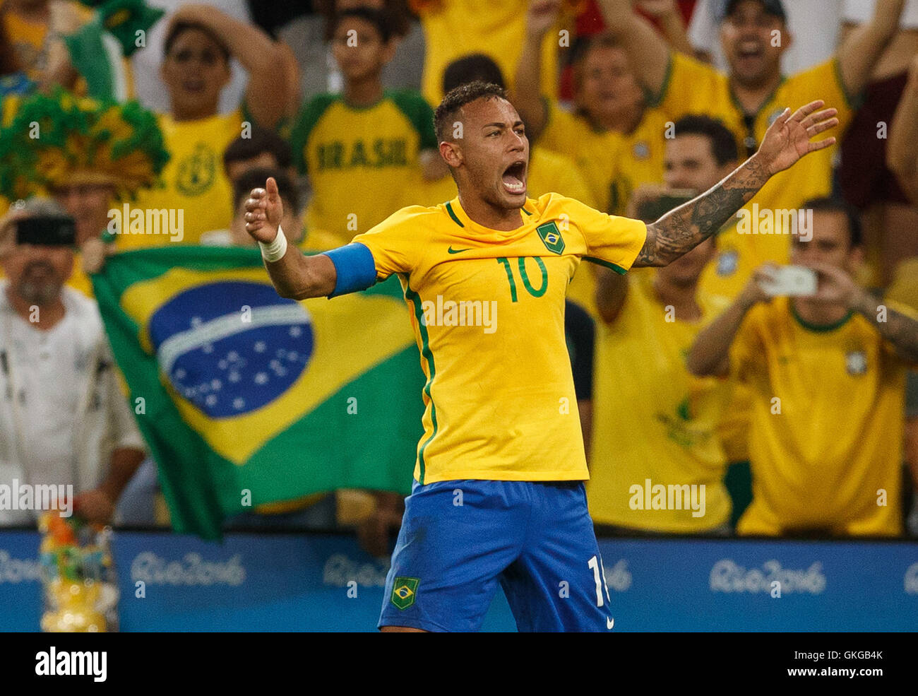 Rio De Janeiro, Brazil. 20th Aug, 2016. Neymar Jr. Of Brazil Celebrates ...