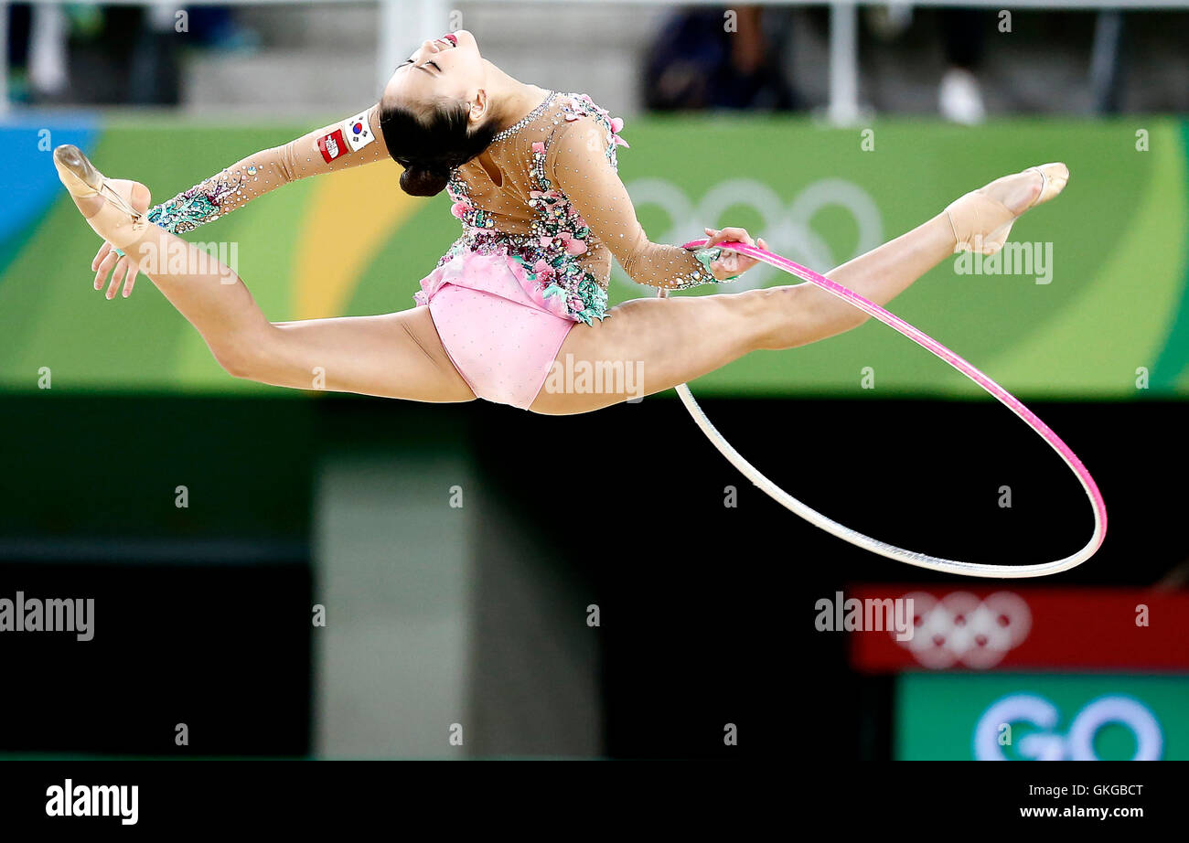 Rio de Janeiro, Brazil. 20th Aug, 2016. Yeon Jae SON Korea (KOR) in the overall individual final of rhythmic gymnastics of the Rio 2016 Olympic Games held in Rio Olympic Arena. NOT AVAILABLE FOR LICENSING IN CHINA (Photo: Rodolfo Buhrer/La Imagem/Fotoarena) Credit:  Foto Arena LTDA/Alamy Live News Stock Photo