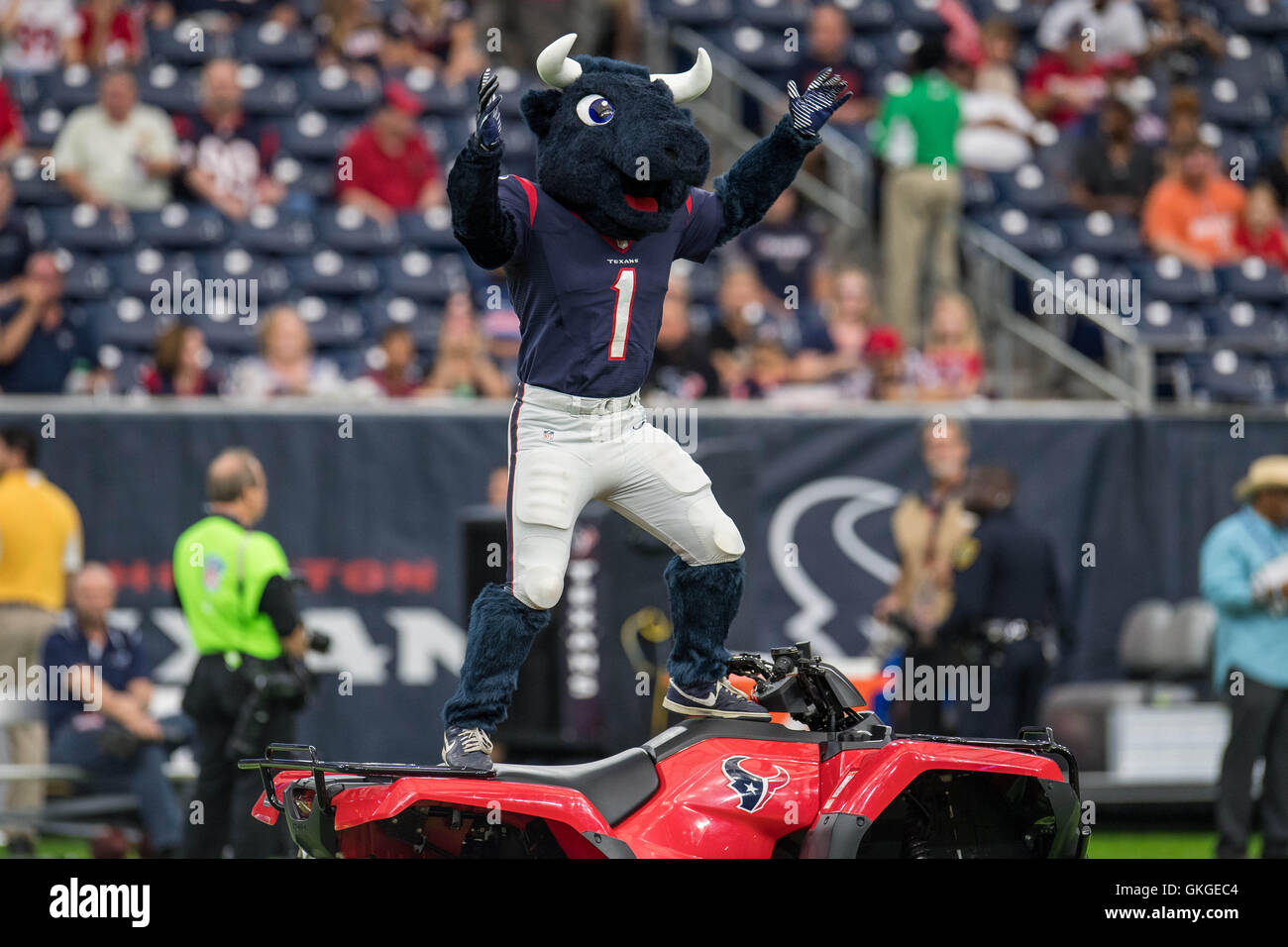 Houston, Texas, USA. 18th Dec, 2016. Houston Texans mascot Toro celebrates  a first down during the 4th quarter of an NFL game between the Houston  Texans and the Jacksonville Jaguars at NRG