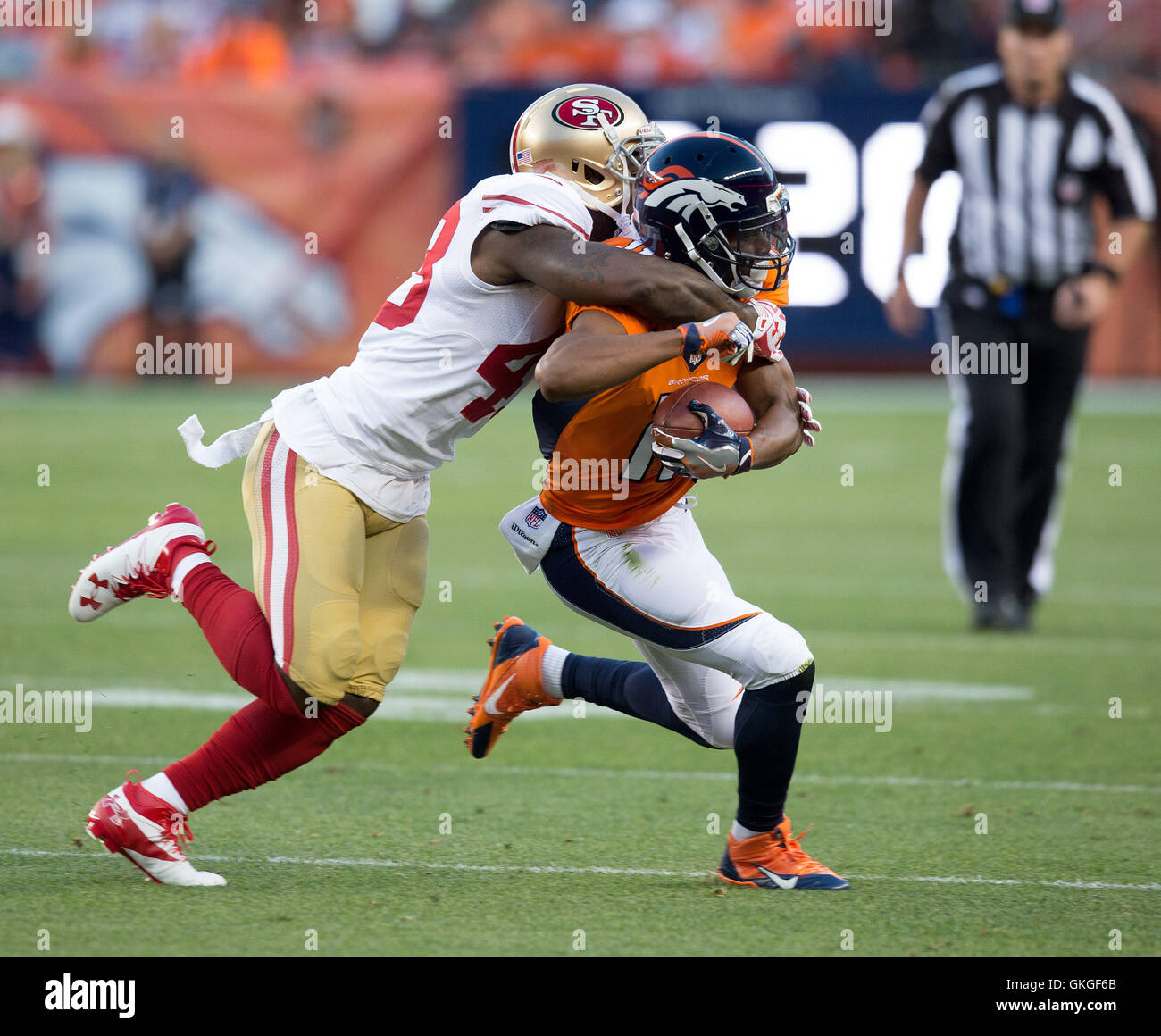 Denver, Colorado, USA. 20th Aug, 2016. Broncos WR JORDAN NORWOOD, right