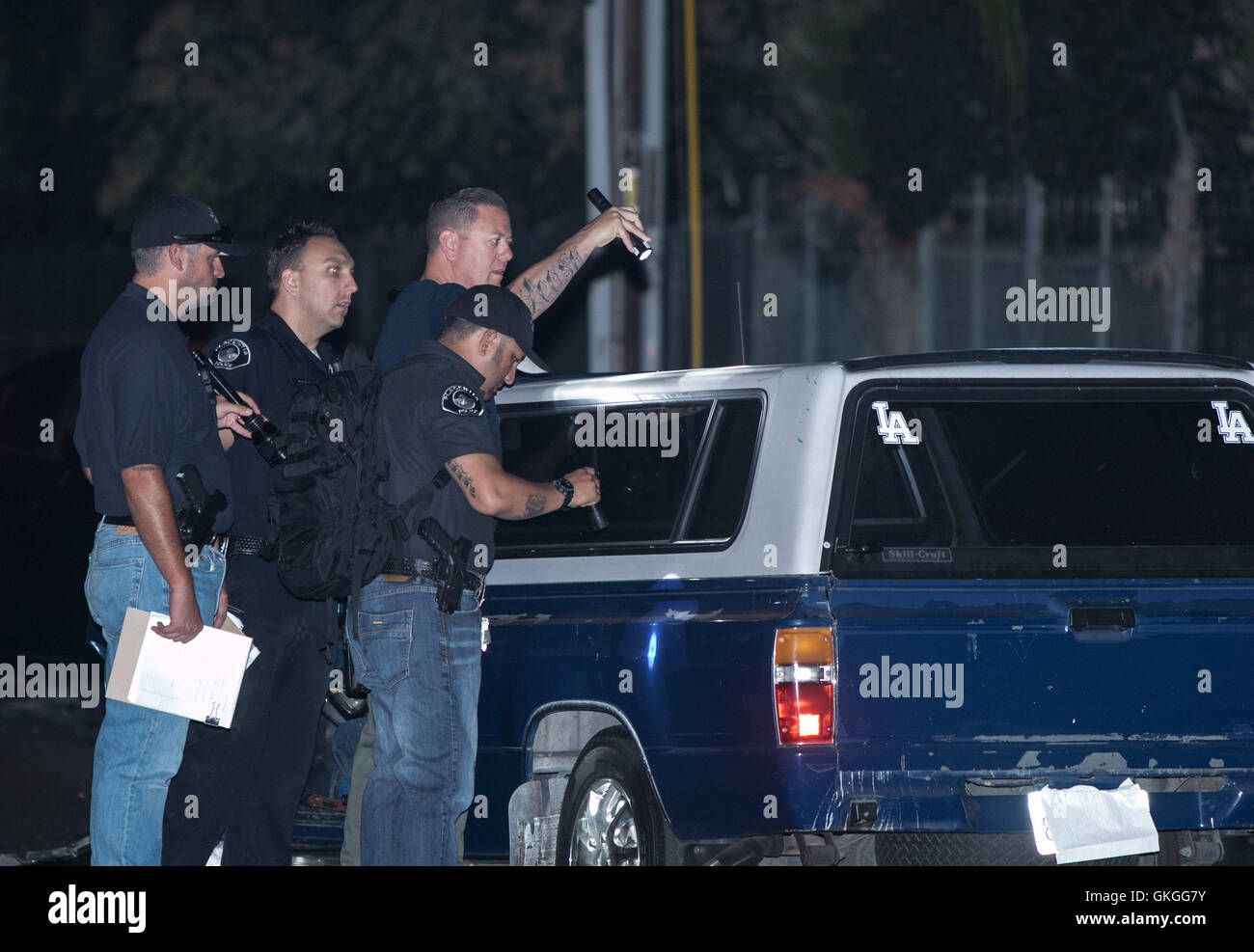 Placentia, California, USA. 20th Aug, 2016. Placentia Police look over