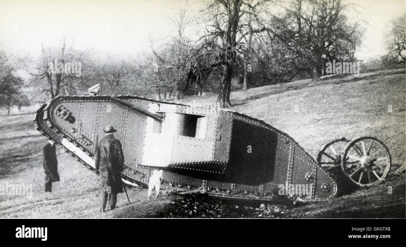 Mother, Prototype Mark I Tank, on test in Burton Park, Lincoln, on the 21st January 1916 Stock Photo