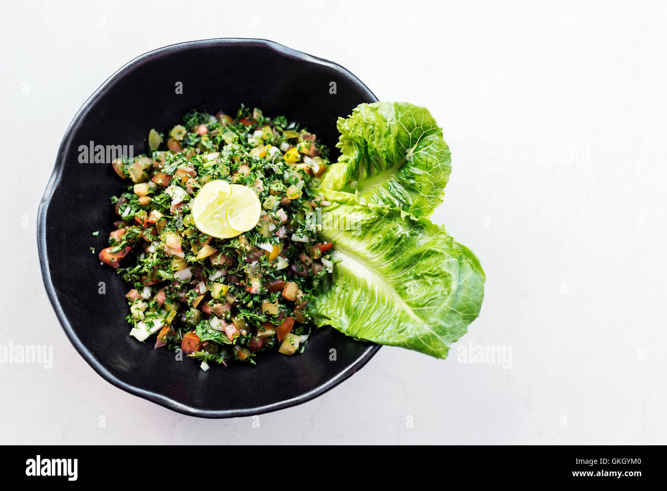 tabouleh traditional lebanese middle eastern fresh salad bowl meze mezze starter Stock Photo