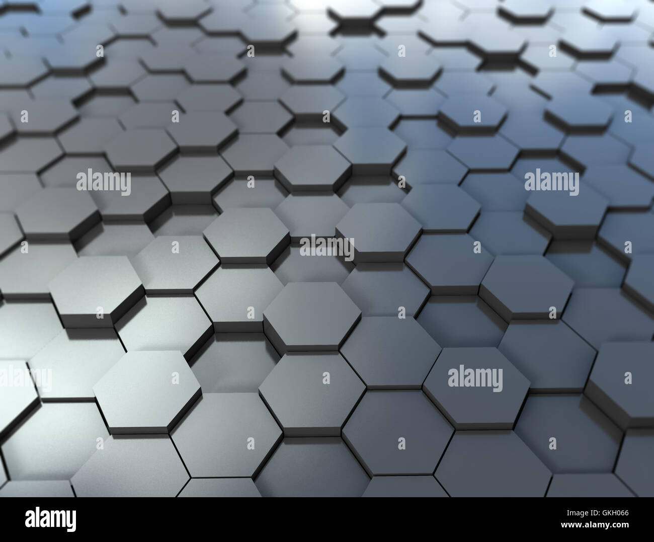 Hexagon pattern 3d metal background Stock Photo
