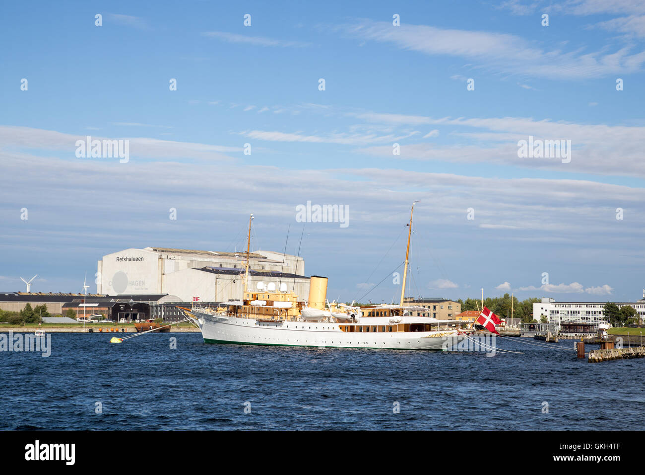 Copenhagen, Denmark - August 17, 2016: The Danish Royal Yacht Dannebrog anchored in Copenhagen harbour Stock Photo