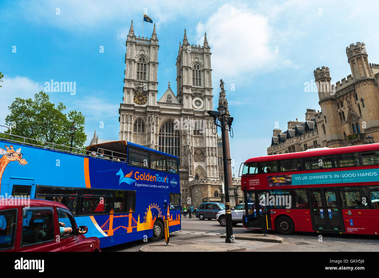 London, the UK-May 2016: at the cross roads near Westminster Abbey Stock Photo