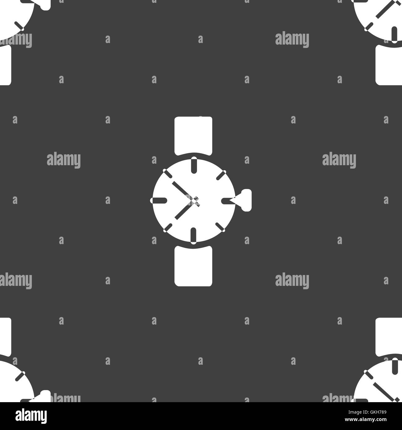 Watch,clock web icon. flat design. Seamless gray pattern Stock Vector ...