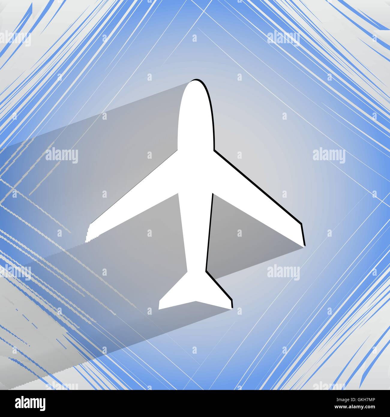 Plane . Flat modern web design on a flat geometric abstract background Stock Vector