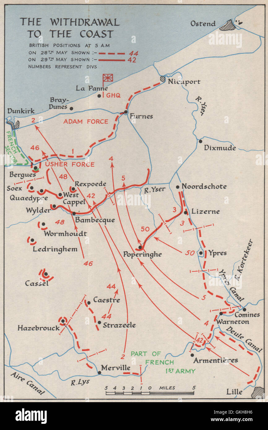 Evacuation of dunkirk 1940 map High Resolution Stock Photography and 