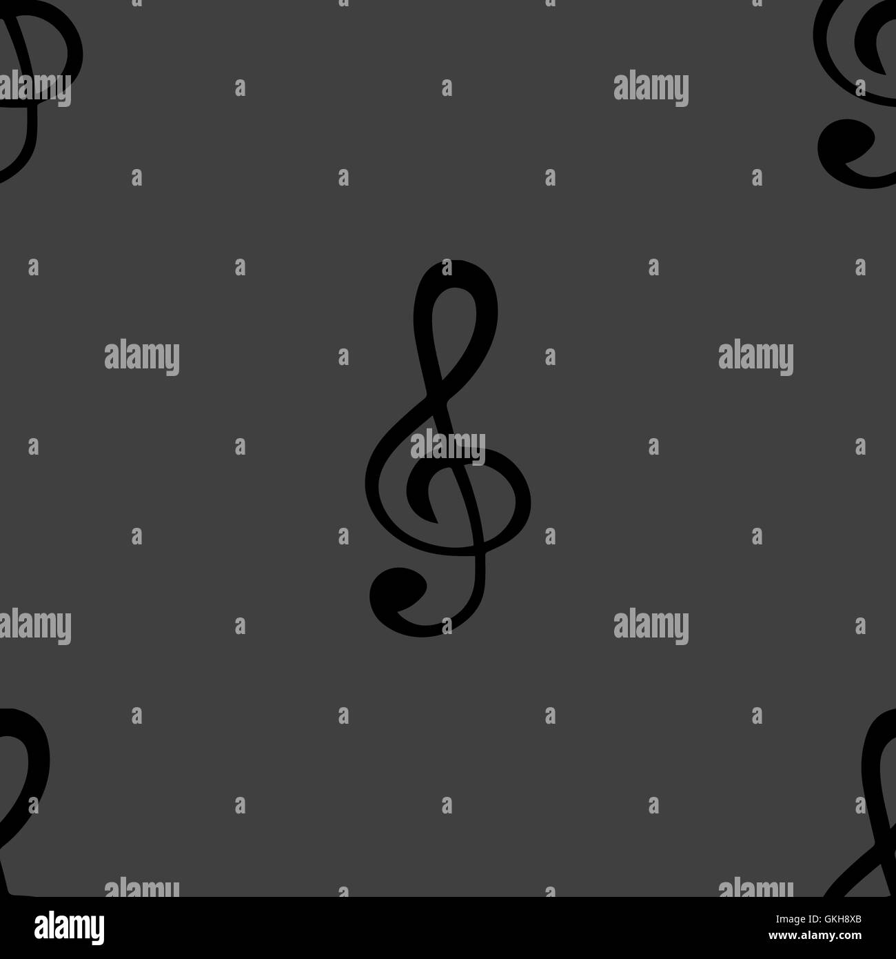 Music elements notes web icon. flat design. Seamless gray pattern Stock ...