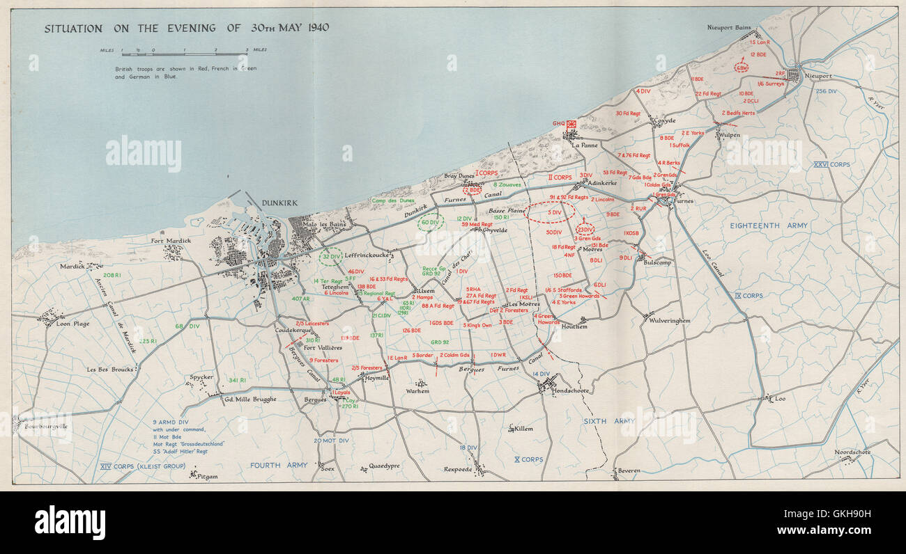 Evacuation of dunkirk 1940 map High Resolution Stock Photography and 