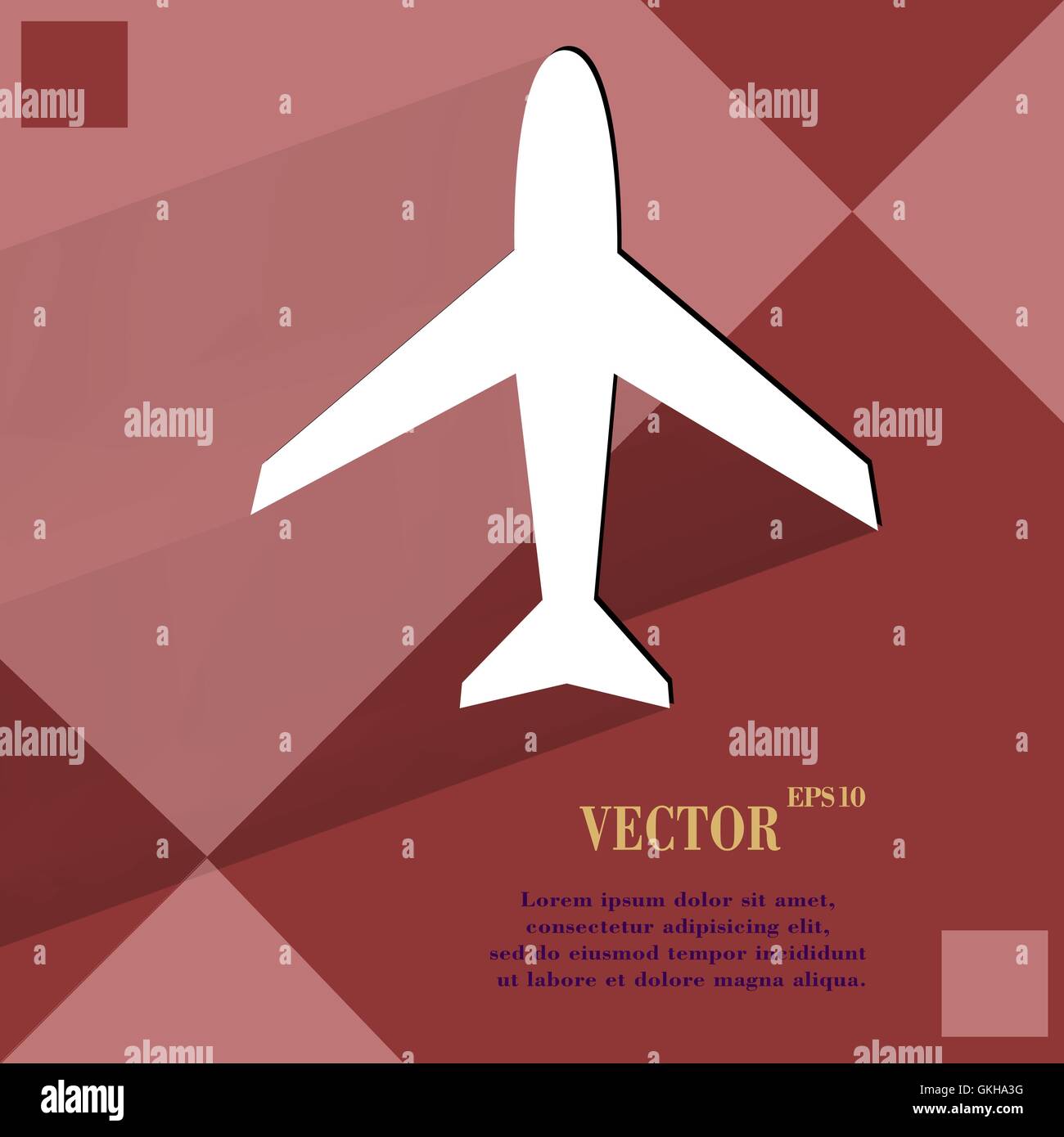 Plane . Flat modern web design on a flat geometric abstract background Stock Vector