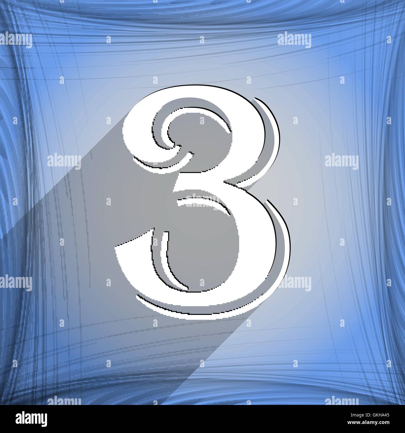 number three icon symbol Flat modern web design with long shadow and ...