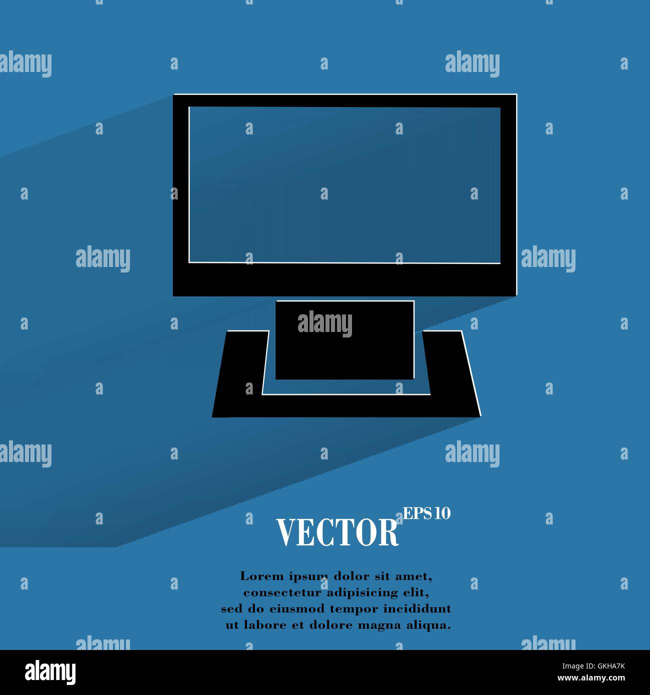 Computer. Flat modern web button with long shadow and space for your ...