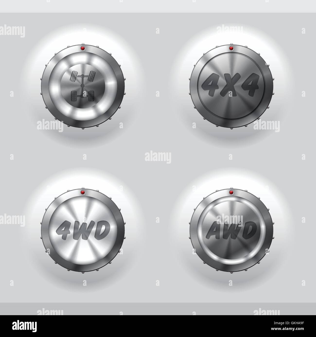 All wheel drive activation buttons Stock Vector