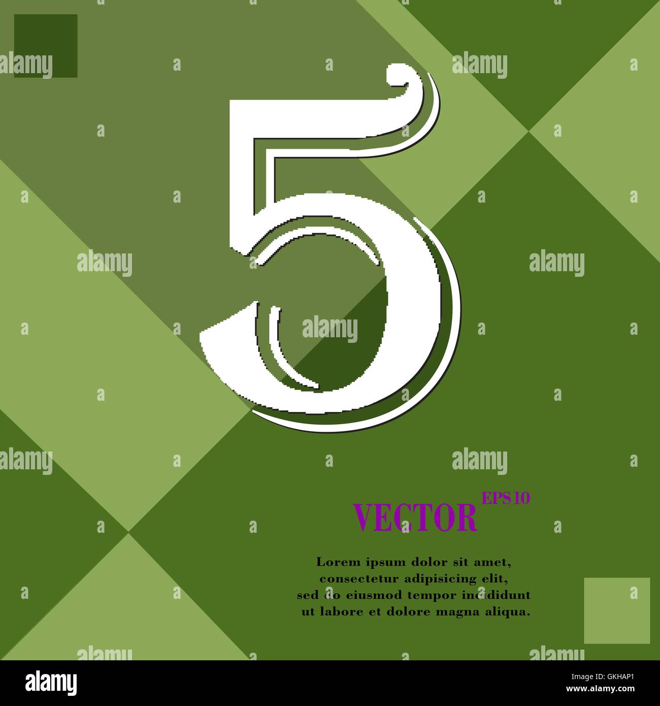 number five icon symbol Flat modern web design with long shadow and ...