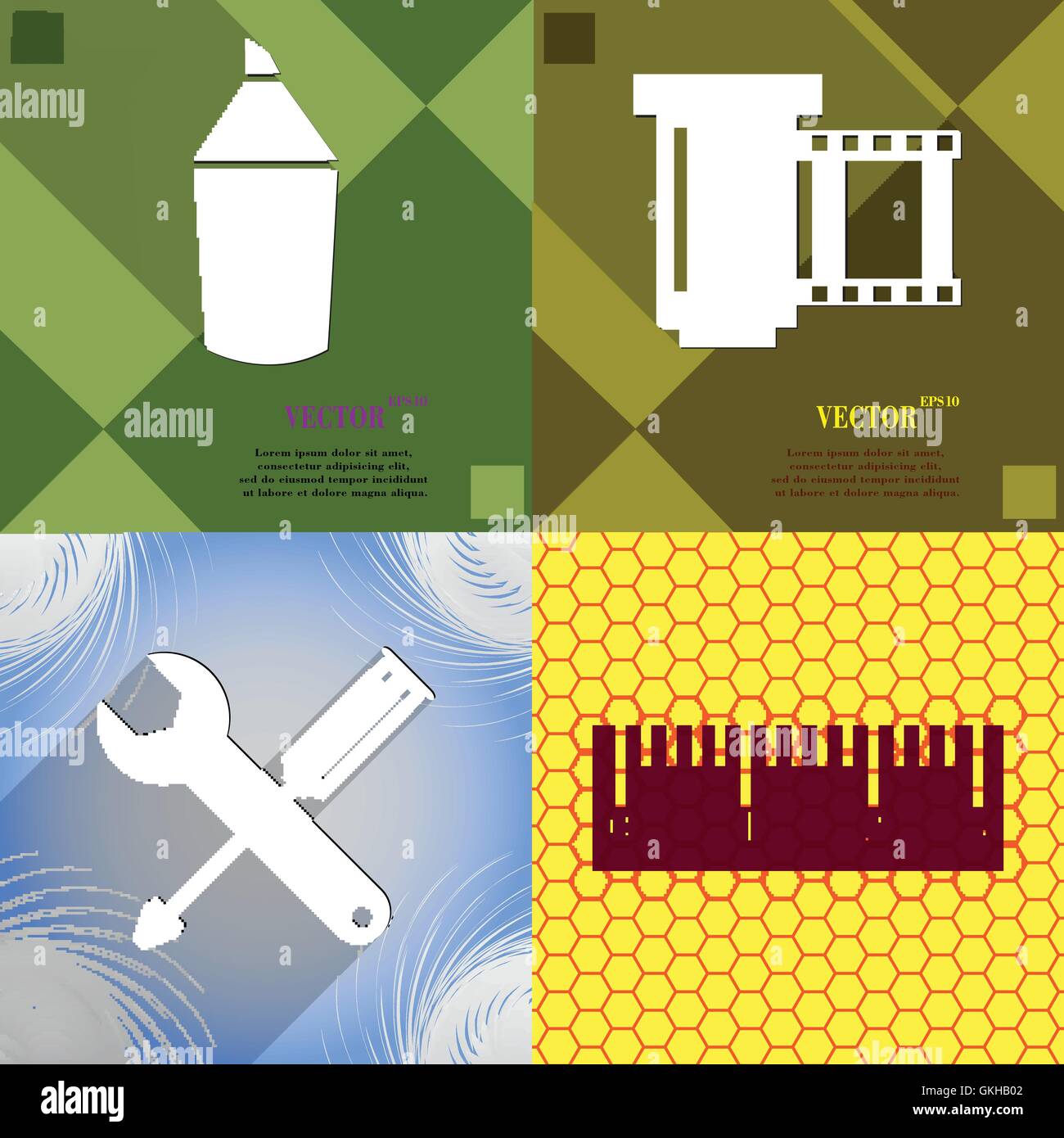 Set of abstract backgrounds with different web icons Stock Vector Image ...