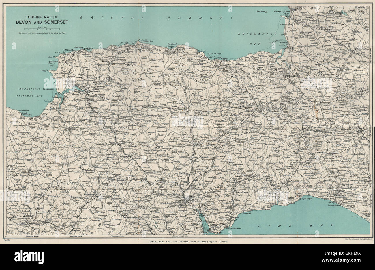 Map Of Somerset And Devon Touring Map Of Devon & Somerset. South West England. Ward Lock, 1934 Stock  Photo - Alamy