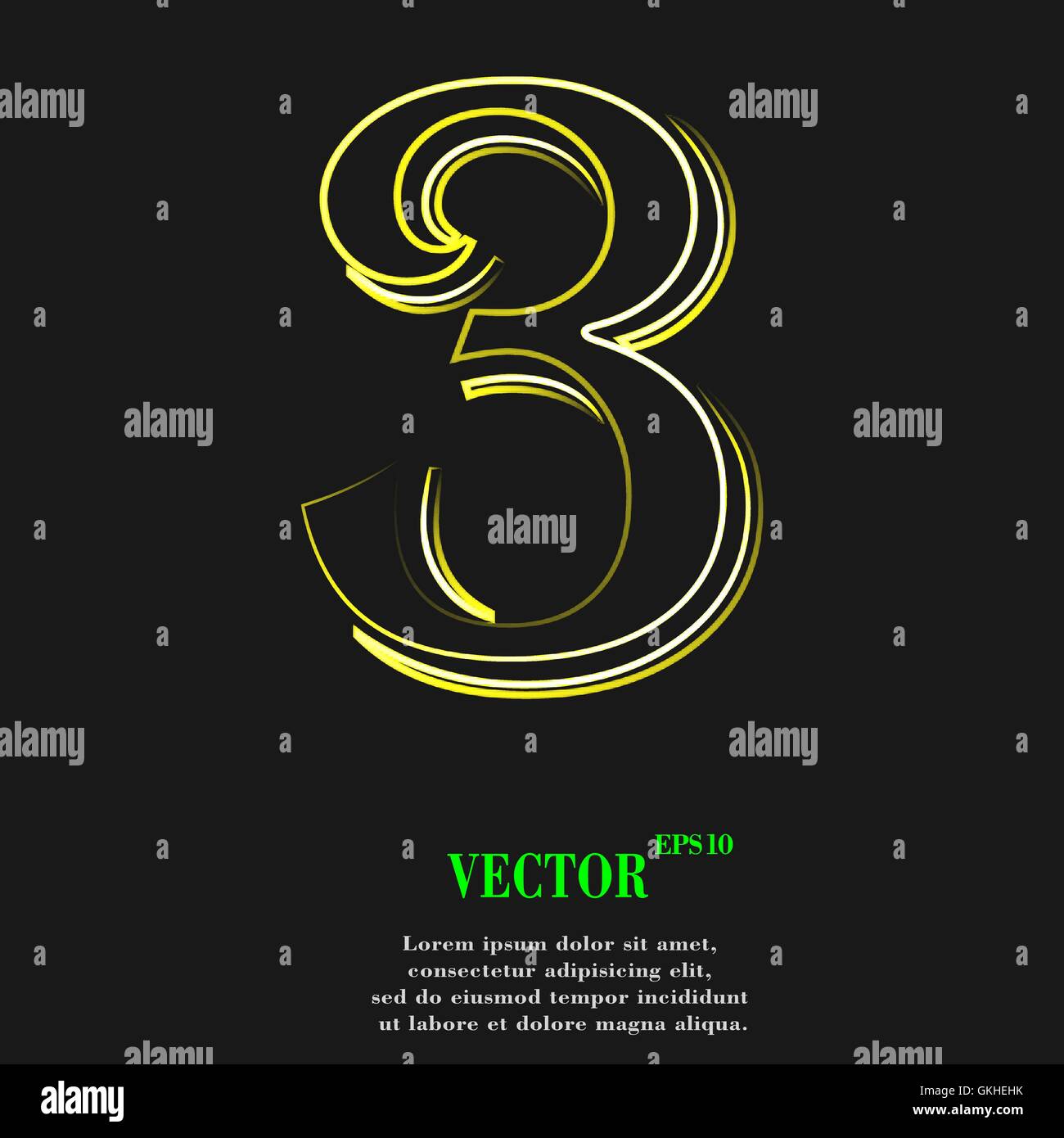 number three icon symbol Flat modern web design with long shadow and ...
