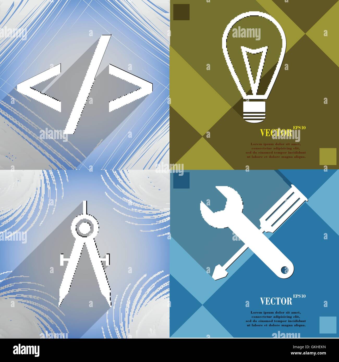 Set of abstract backgrounds with different web icons Stock Vector Image ...