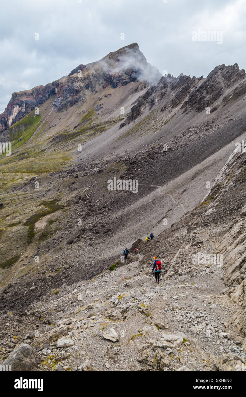 Group of mountaineers hiking in beautiful mountain landscape in the ...