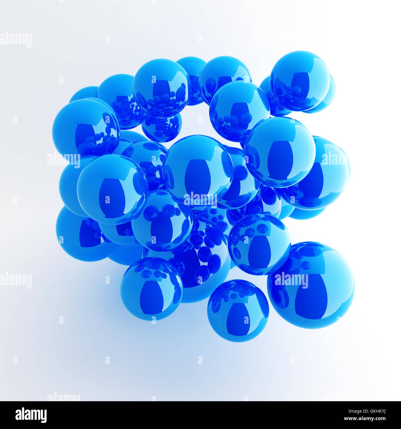 abstract background from bright blue shiny balls Stock Photo