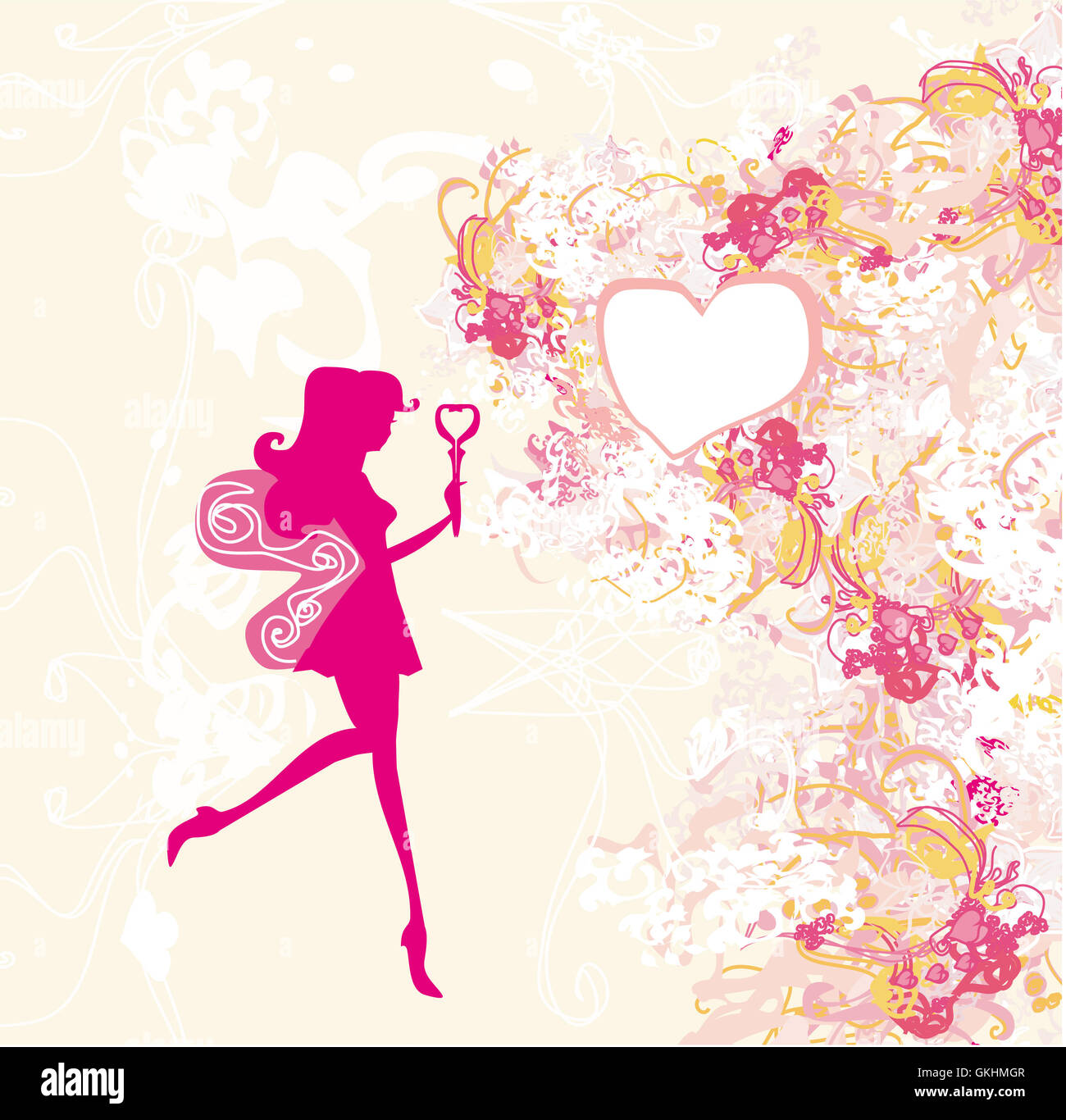 floral background with a beautiful fairy Stock Photo - Alamy