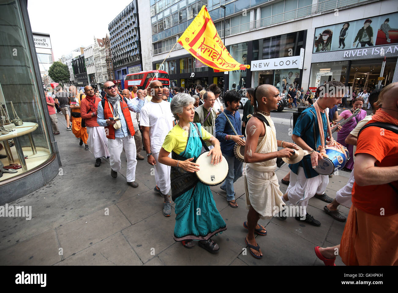 UK, London : Hare Krishna or Hare Krishnas chant along Oxford Street in  Central London on 20 August 2016 Stock Photo - Alamy