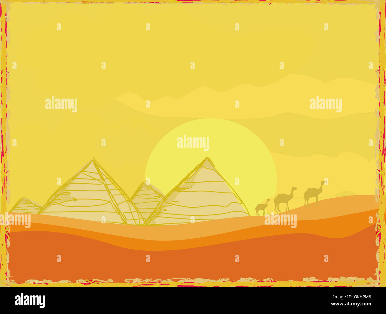 old paper with pyramids giza Stock Photo - Alamy