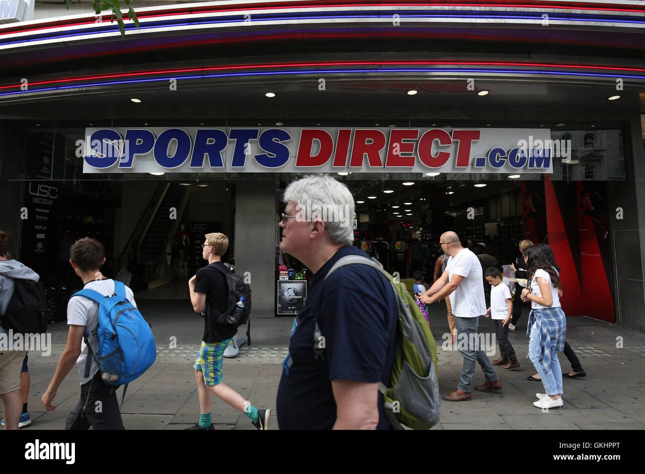 UK, London Sports Direct is pictured on Oxford Street in Central London on 20 August 2016